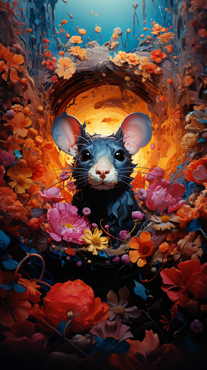 AI generated: Pop surrealistic black rat (Midjourney - Portraits)