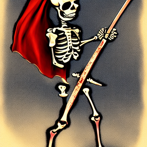 Stable Diffusion prompt: a red faced skeleton wielding a ...