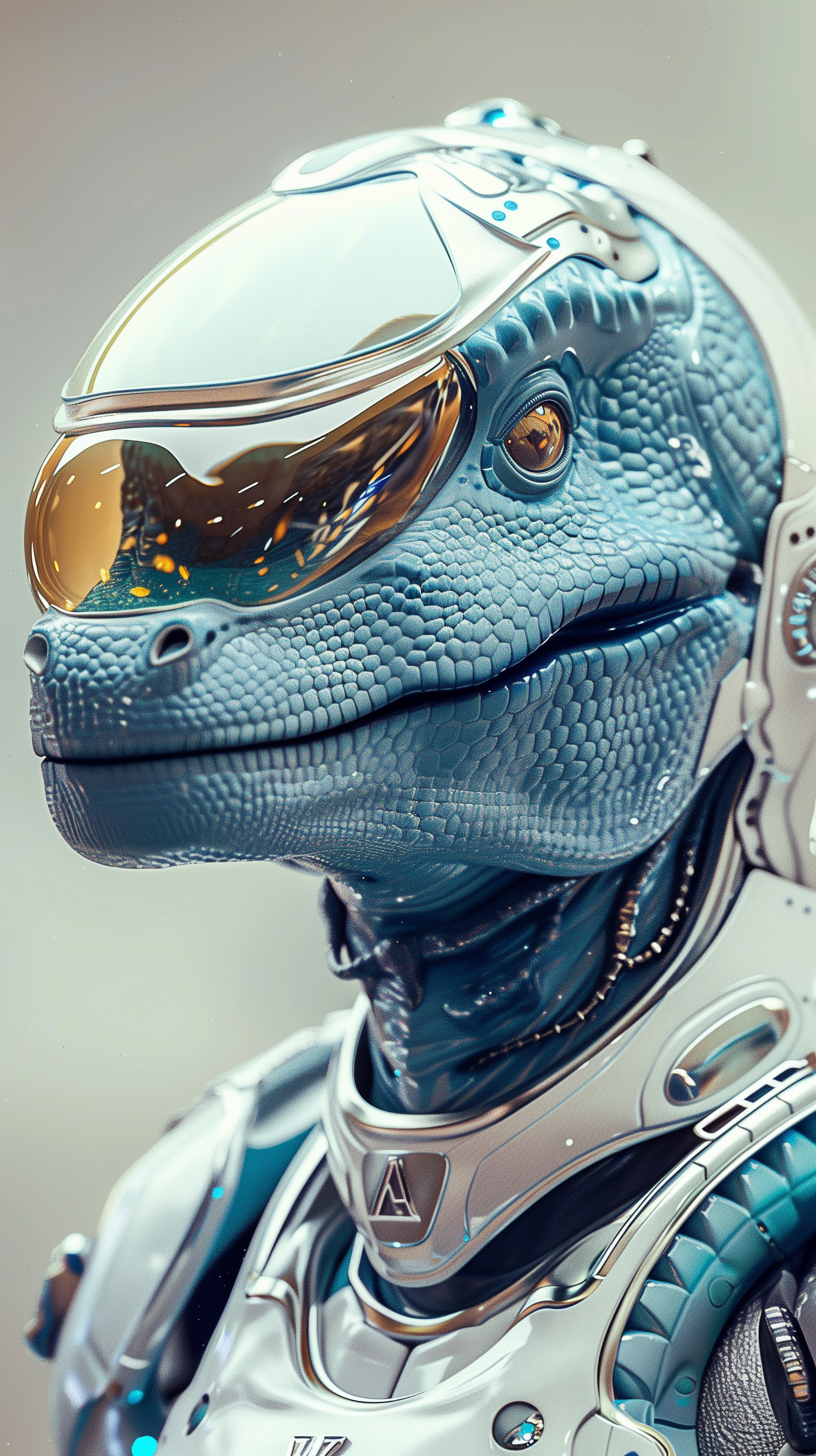 AI generated: Midjourney prompt: Alien dinosaur --ar 9:16 --style raw (Midjourney - Portraits)