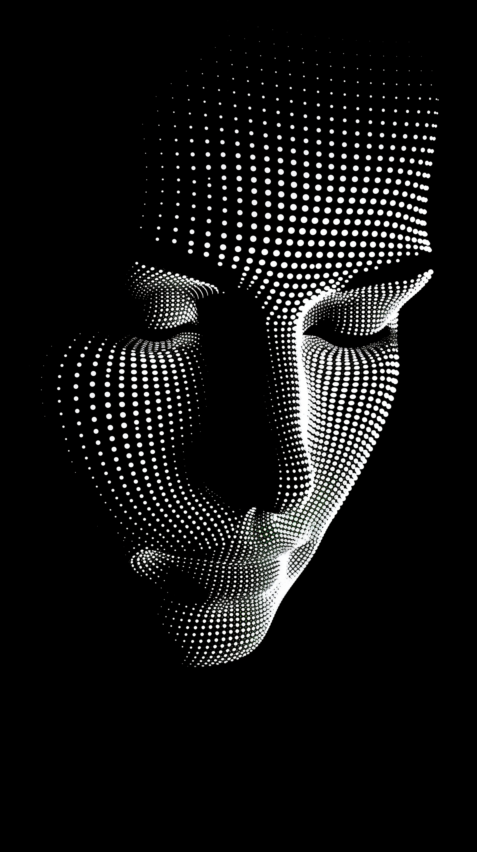 AI generated: Midjourney prompt: a simple white dotted dots forming the shape of an... (Midjourney - Portraits)