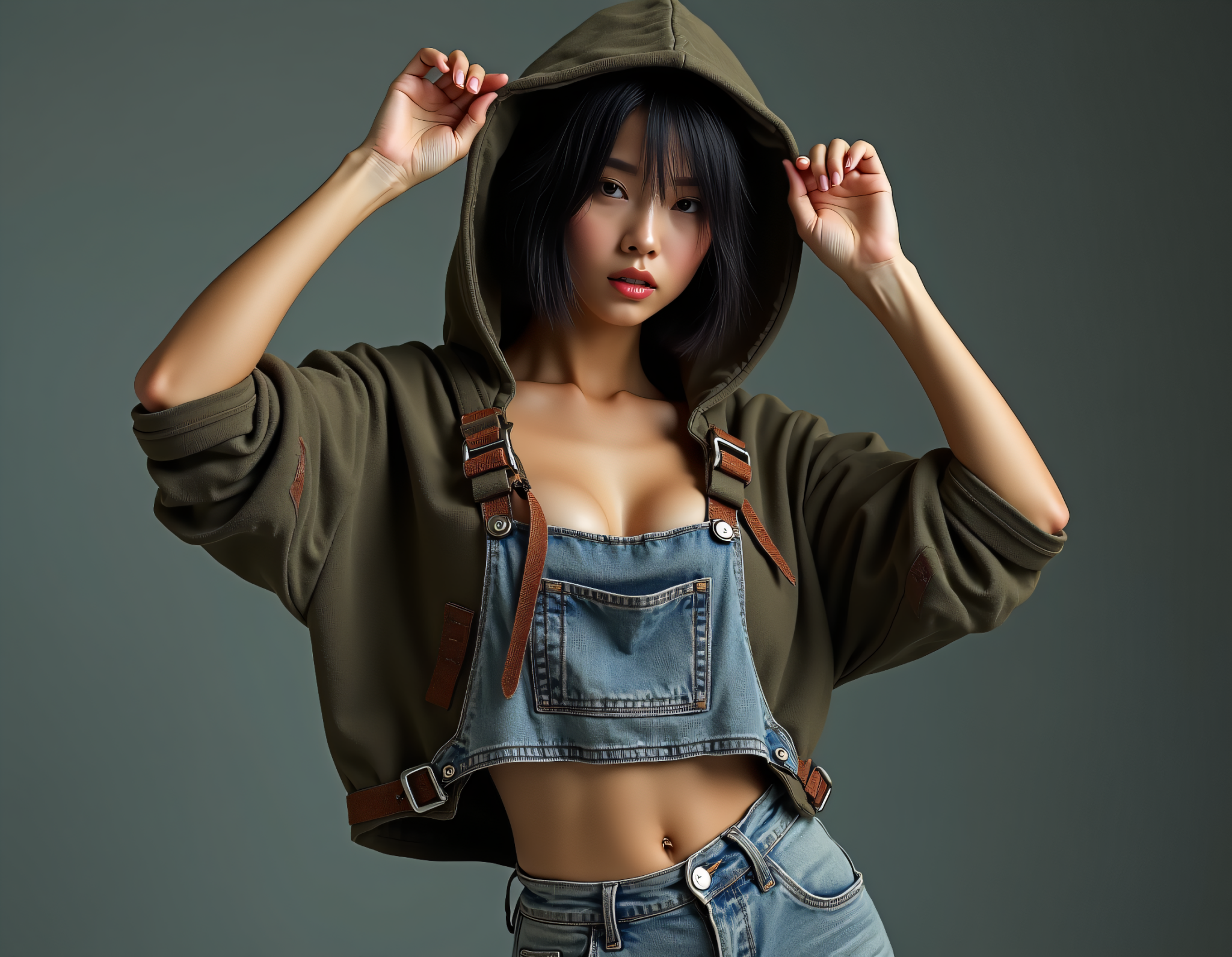 AI generated: FLUX prompt: advertising poster style a photo of a slim, small ... (FLUX - Fashion)