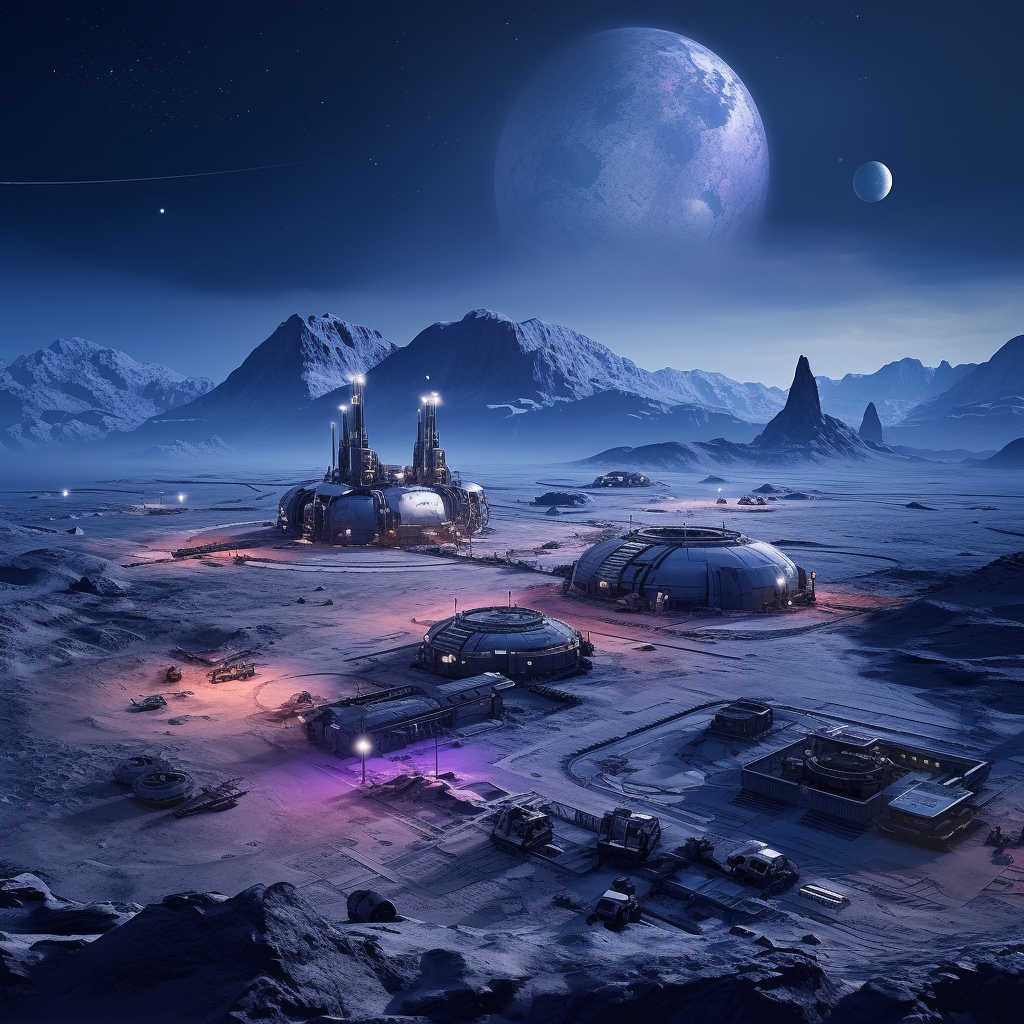 Midjourney prompt: space base located on a frozen plateau of mars, on... - Midjourney