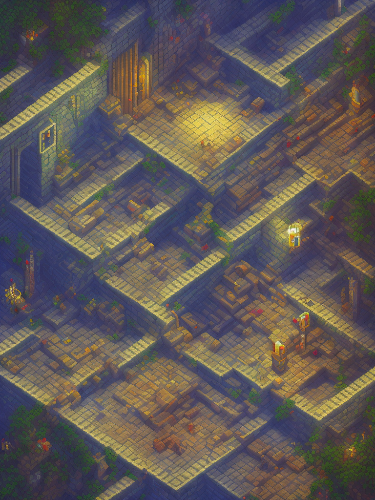 Openjourney prompt: 64 bit pixel art, dungeon, night, und...