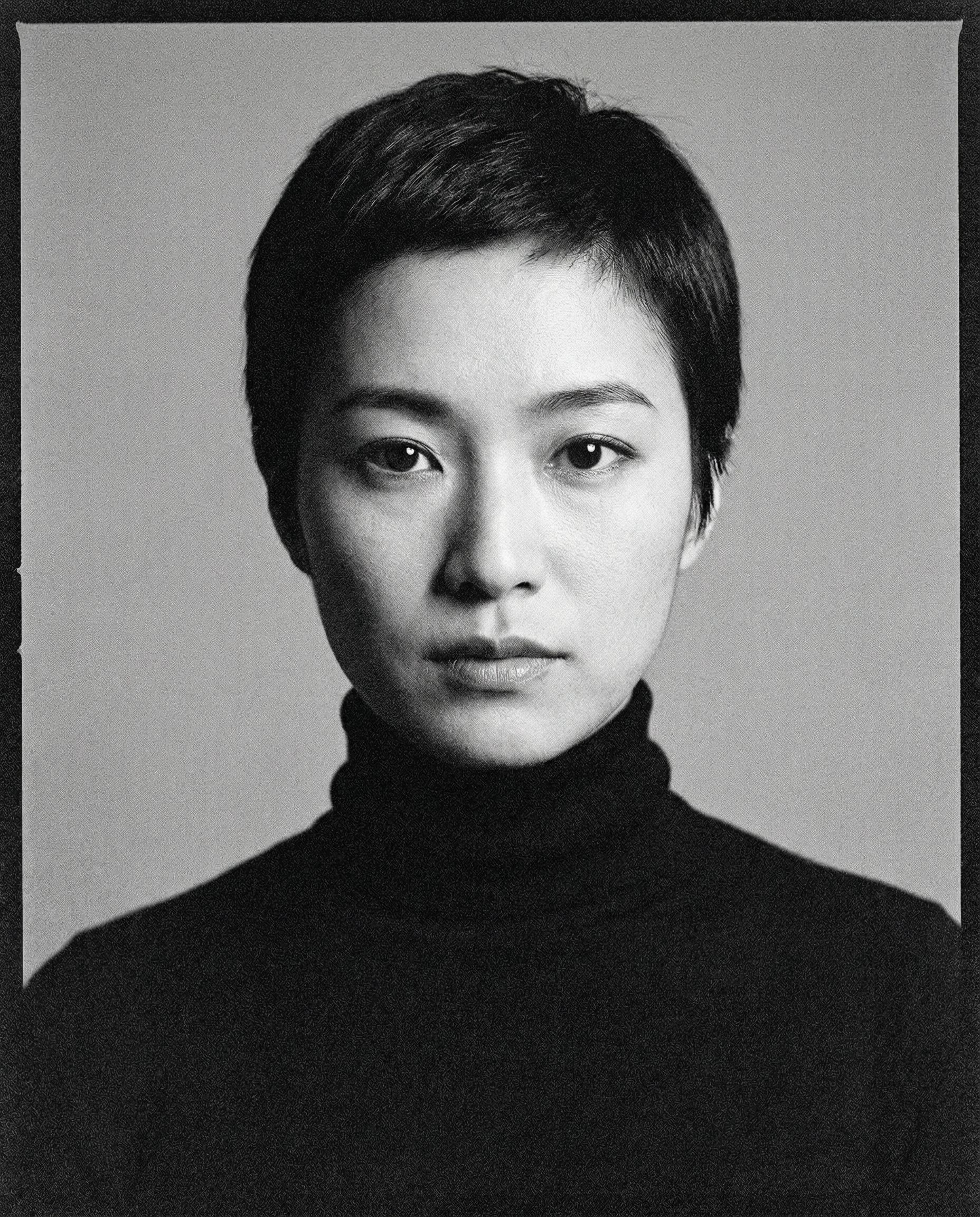 Nano Banana prompt: a black-and-white photo of a Japanese woman, cover... - Nano Banana