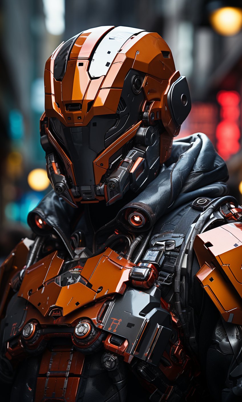 Midjourney prompt: a cyber soldier dressed in futurist gear and carry... - Midjourney