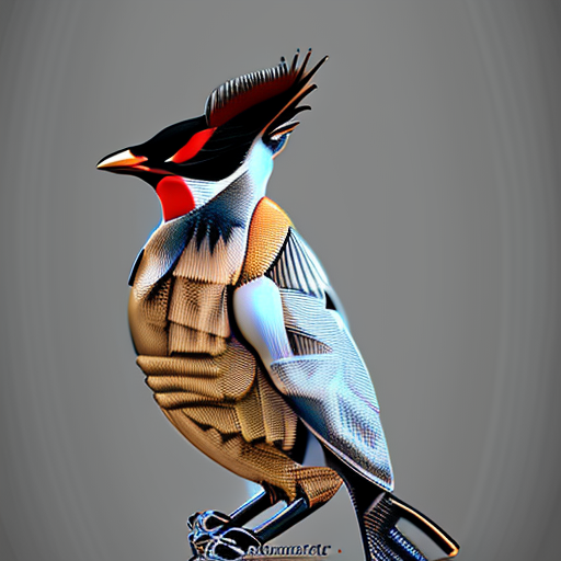 Diffusion Models Bird Stable Diffusion prompt: ethereal Bohemian Waxwing bird,