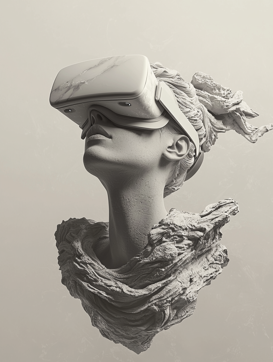 Midjourney prompt: symetric shot of a monochromatic statue of the h... - Midjourney