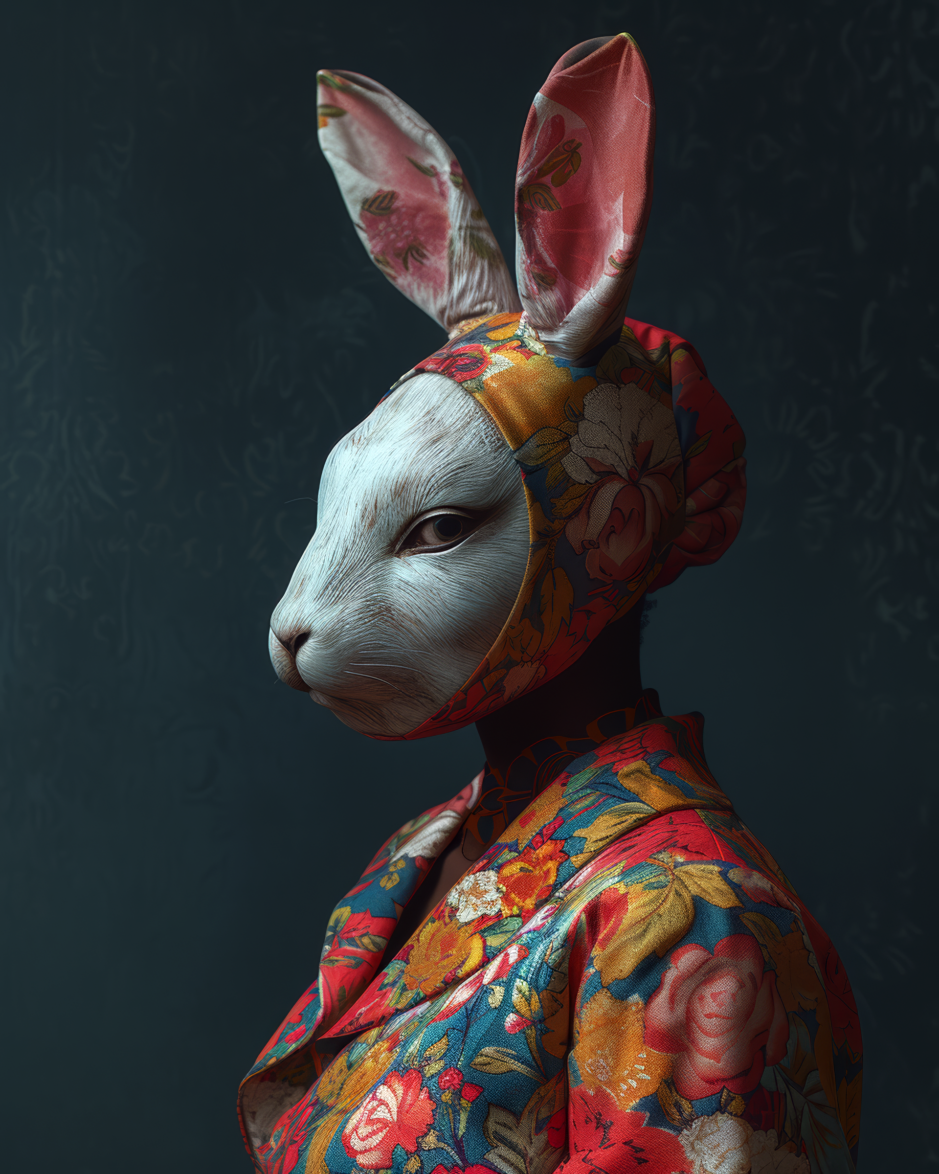 AI generated: Rabbit neonoir (Midjourney - Portraits)