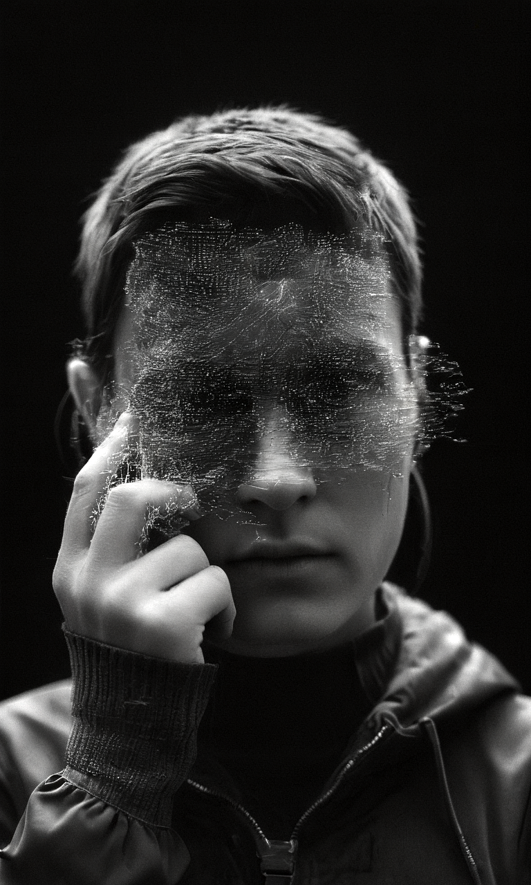 صورة مولدة بالذكاء الاصطناعي: Stable Diffusion prompt: black and white photography, a portrait of man is... (نموذج Stable Diffusion - صور شخصية)