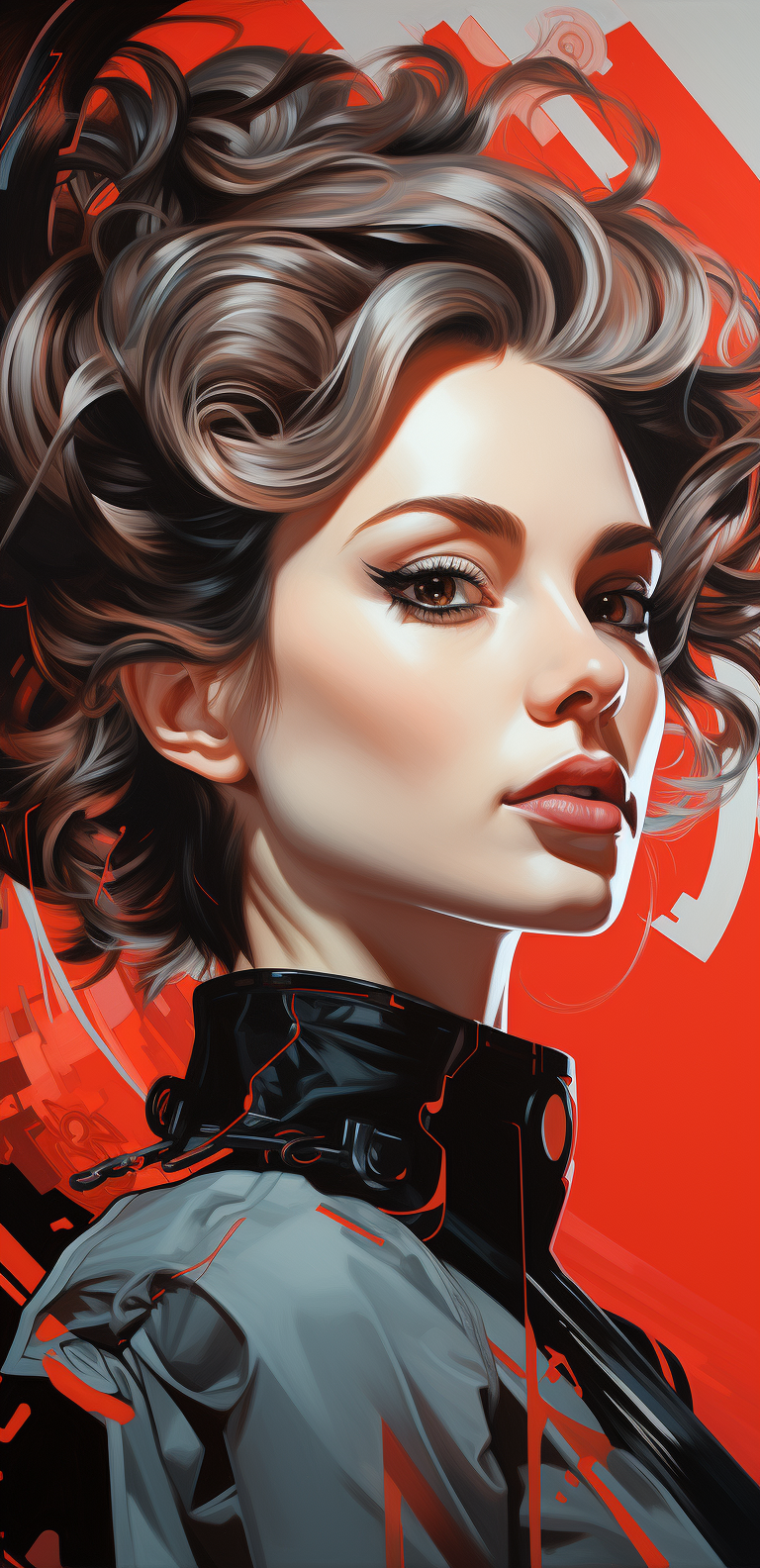 AI generated: Midjourney prompt: an art print featuring a woman with hair on the ri... (Midjourney - Portraits)