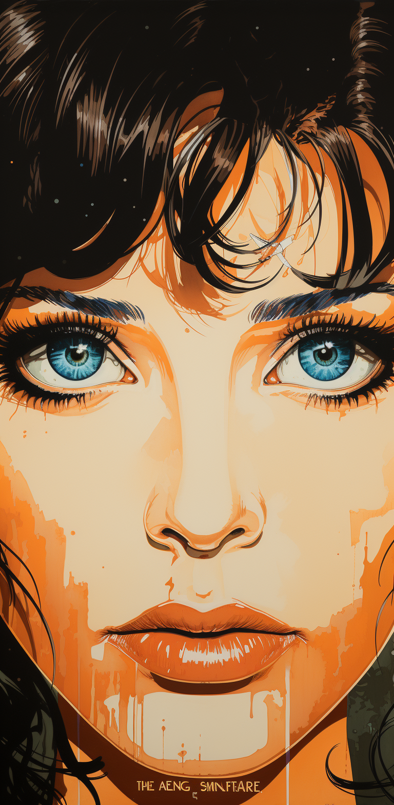 AI generated: Midjourney prompt: the girl with black hair and blue eyes has a tatto... (Midjourney - Portraits)