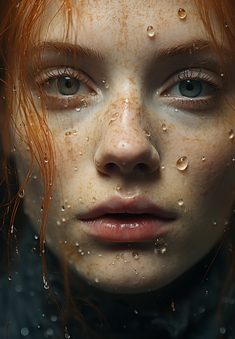 AI generated: Midjourney prompt: a woman with freckled skin is photographing her fa... (Midjourney - Photography)