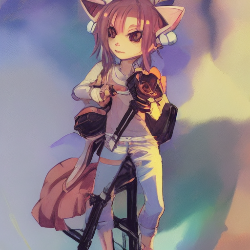 Stable Diffusion prompt: greg manchess chibi cat female s...
