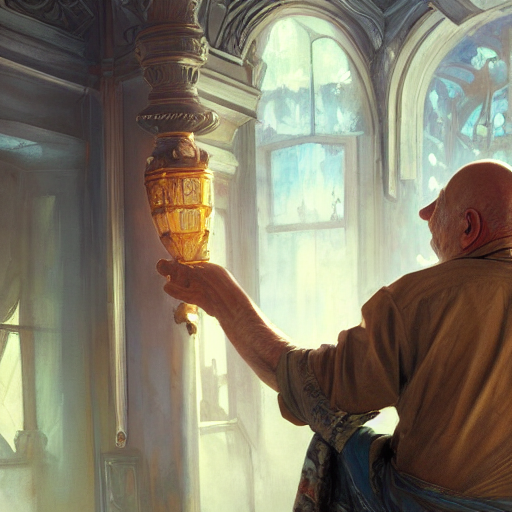 Stable Diffusion prompt: painted od an old man, look the ...