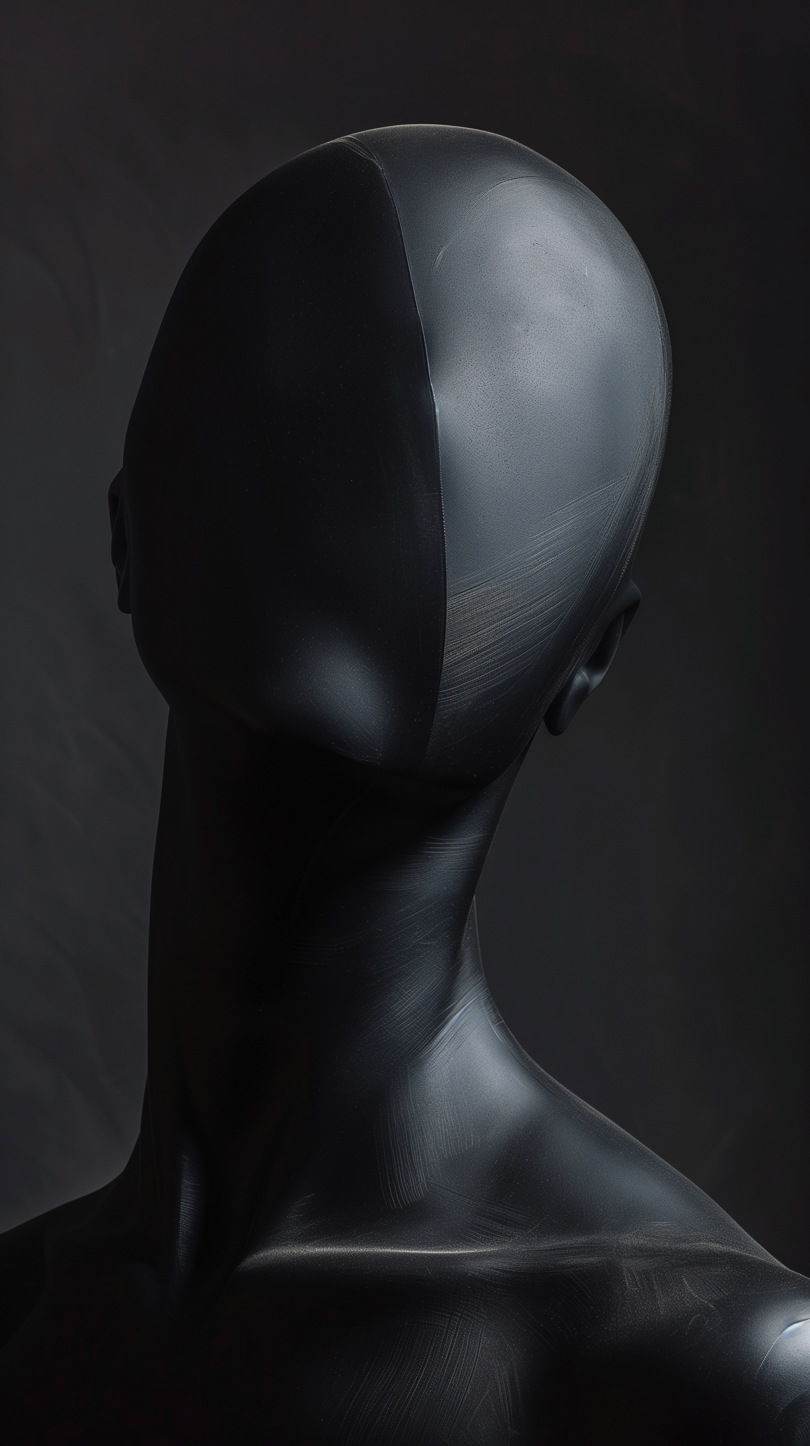 AI generated: Midjourney prompt: minimalist, human head and neck, presented as a sm... (Midjourney - Portraits)