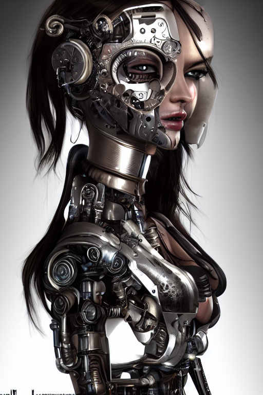Stable Diffusion prompt: female pretty |full body cyborg|...