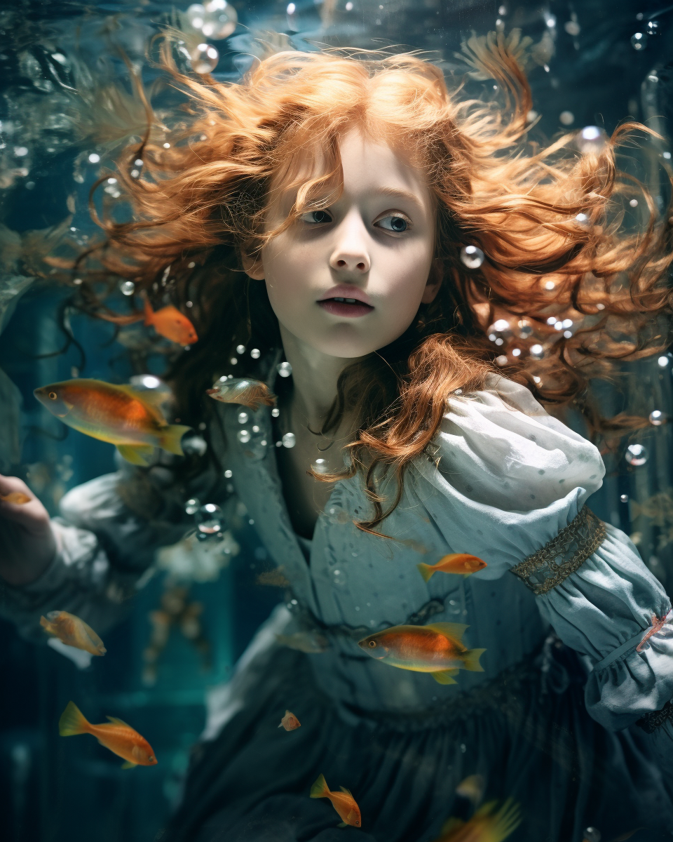 Midjourney prompt: girl in the water genemat 2013, in the style of im... - Midjourney