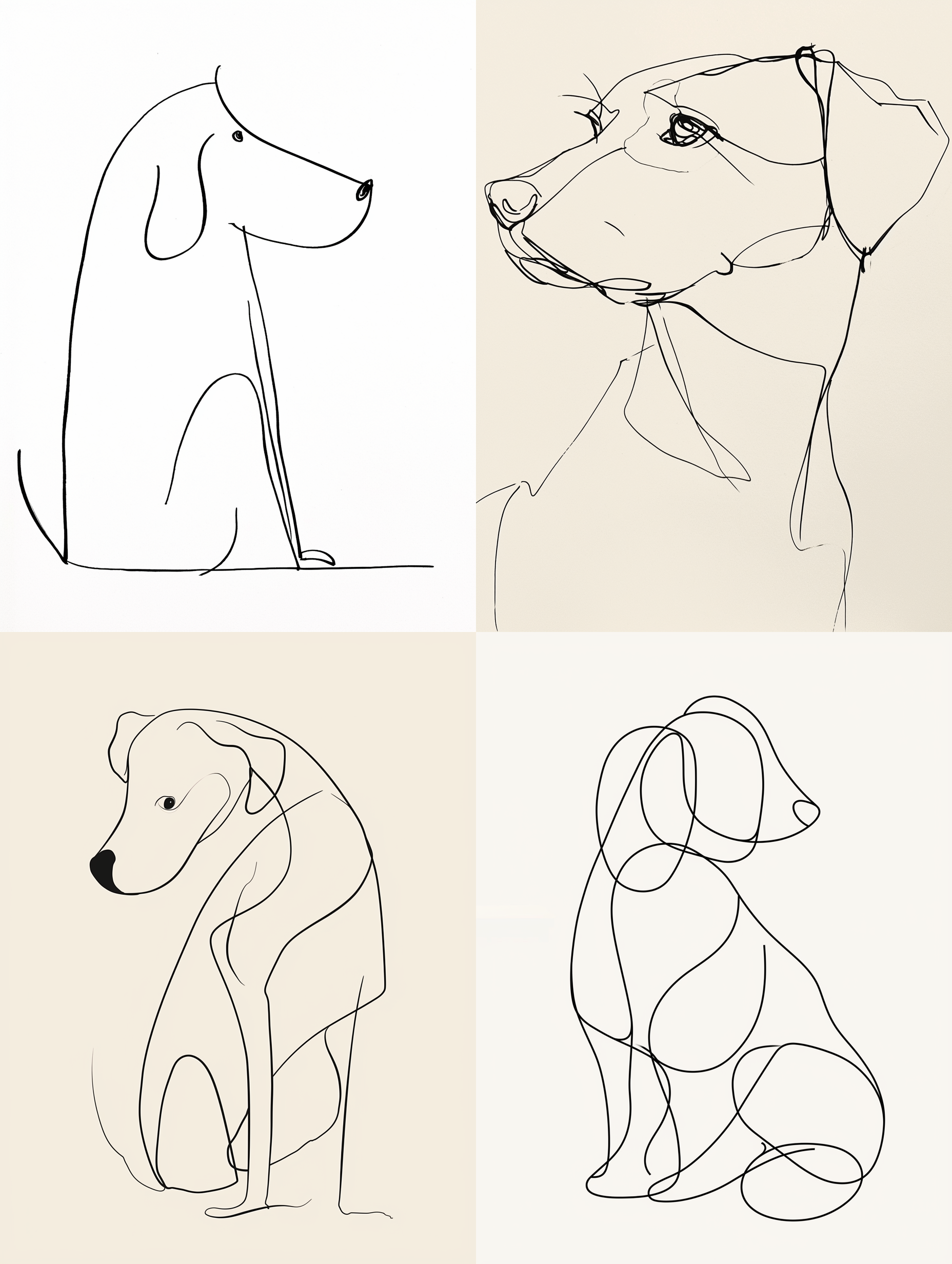 Midjourney prompt: A drawing of a dog in one-line drawing, figure out... - Midjourney