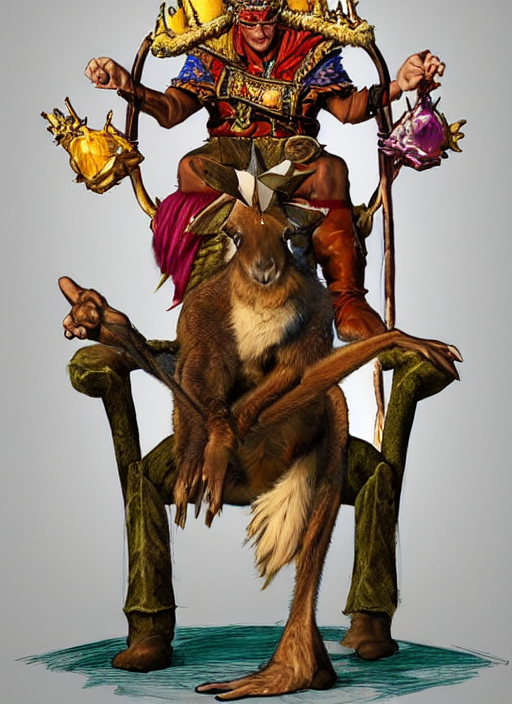 Stable Diffusion prompt: kangaroo king wearing a crown on...