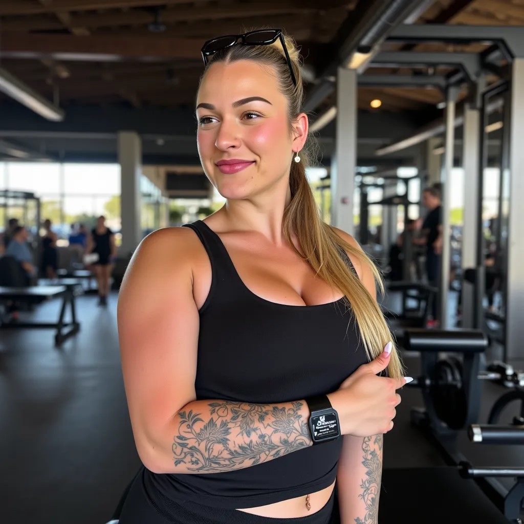 صورة مولدة بالذكاء الاصطناعي: FLUX prompt: rocky a photograph of beautiful girl at the gym wo... (نموذج FLUX - تصوير فوتوغرافي)