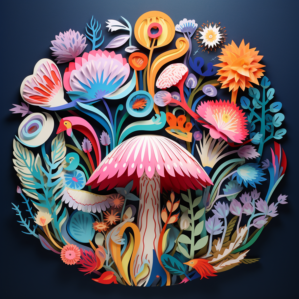 AI generated: Midjourney prompt: A mushroom magical florest in the style of Pablo P... (Midjourney - Concept Art)