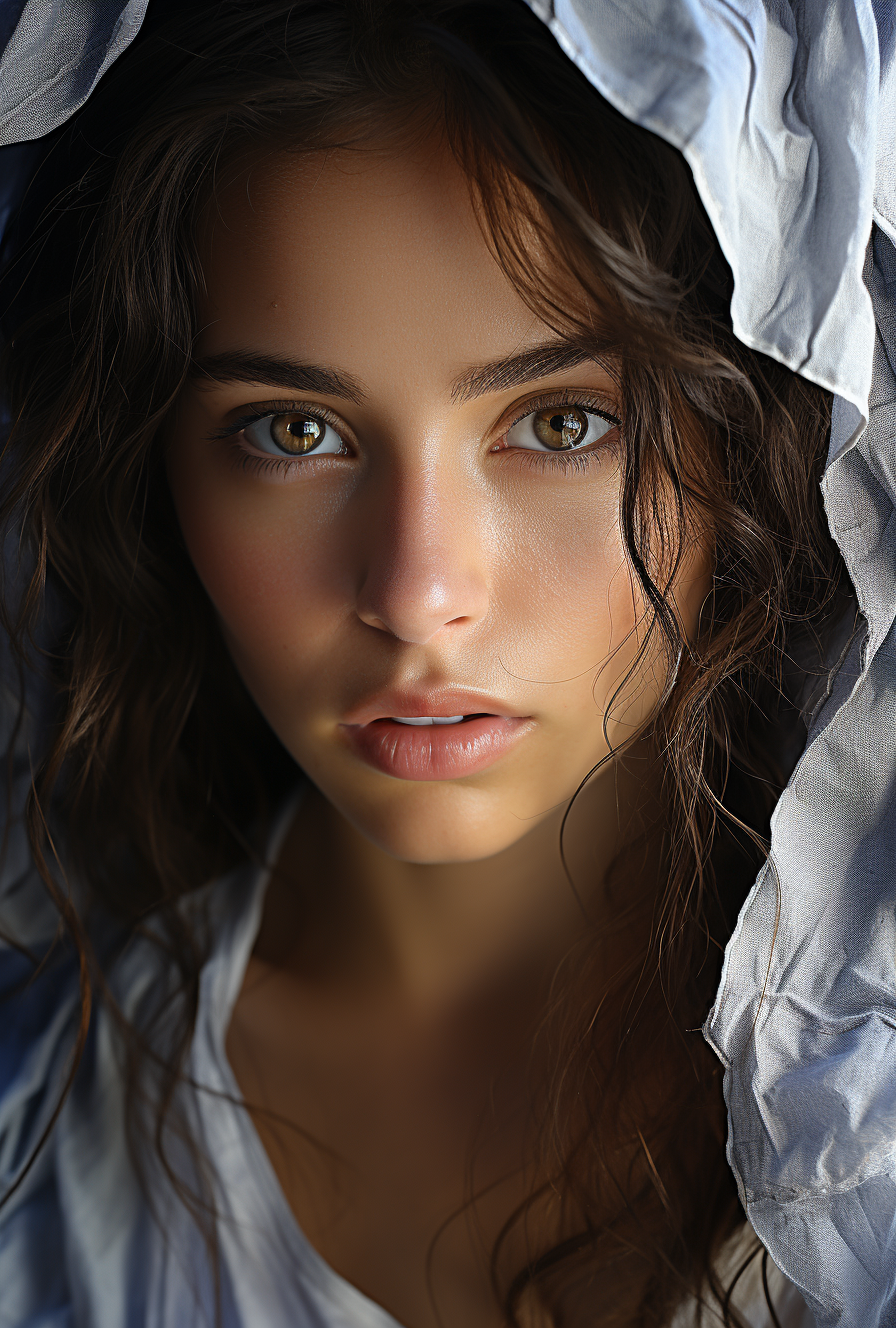 AI generated: Midjourney prompt: the face of a woman with brown eyes the face of a ... (Midjourney - Photography)