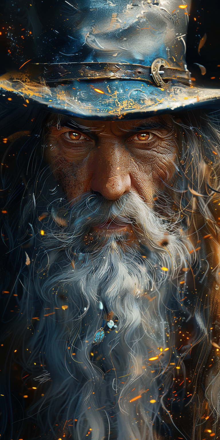 AI generated: Midjourney prompt: An old wizard with a white beard and hat, fantasy ... (Midjourney - Character Design)