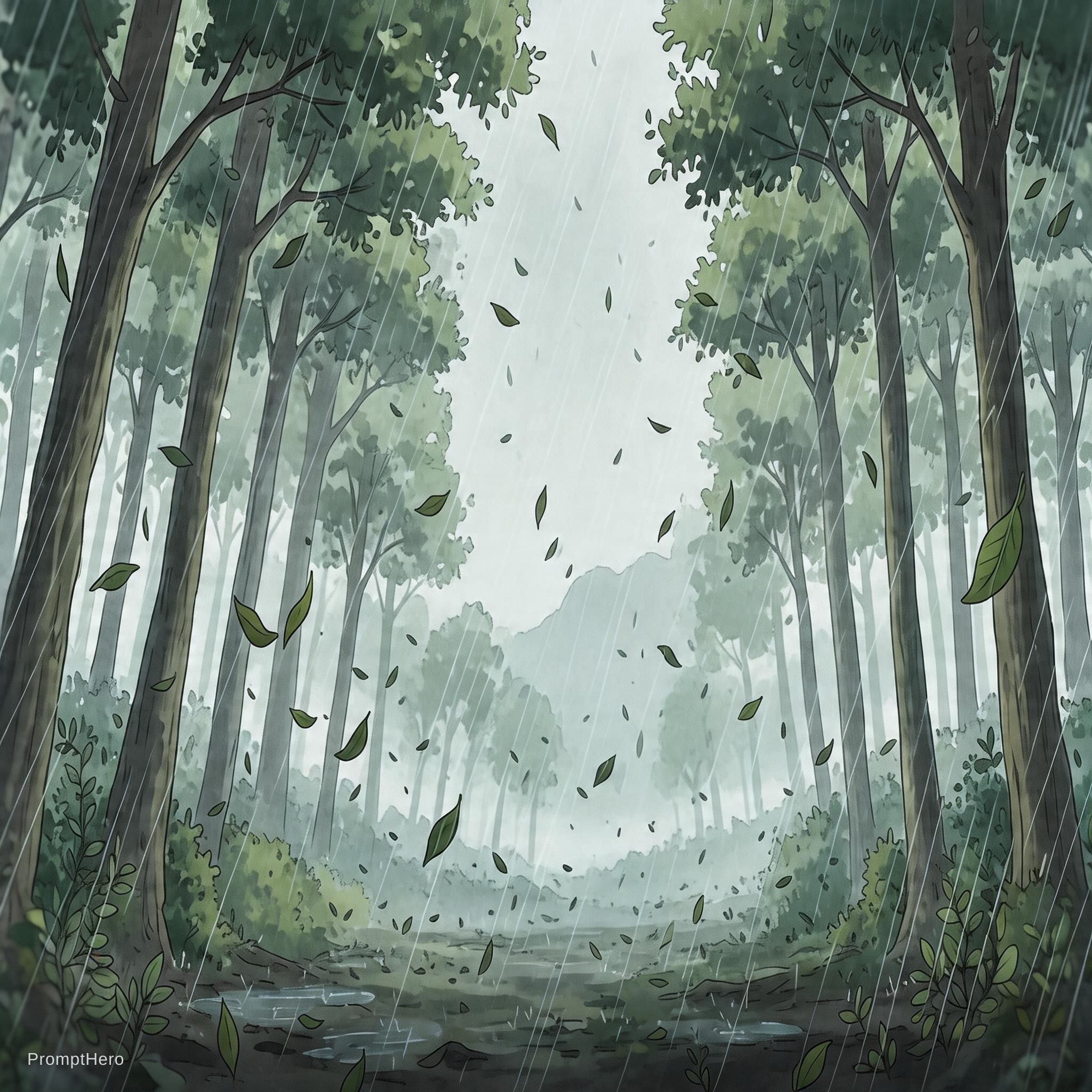 صورة مولدة بالذكاء الاصطناعي: Seedream 5 prompt: ANIMATION SCENE 9: Trees in Wind Duration: 5 secon... (نموذج Seedream 5 - فن مفاهيمي)