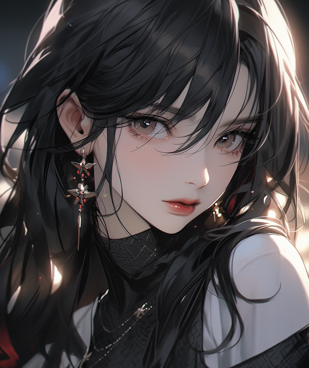AI generated: Midjourney prompt: an asian girl with big eyes and dark hair, in the ... (Midjourney - Anime)