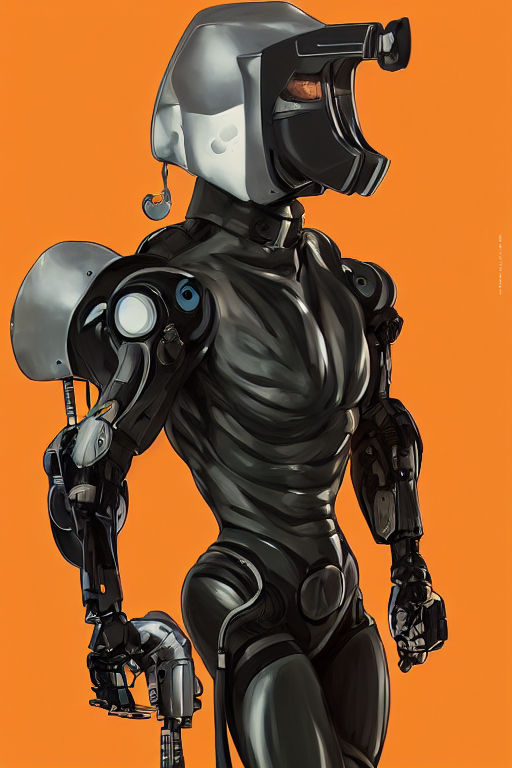 Stable Diffusion prompt: robot ninja mask helmet metal ge...