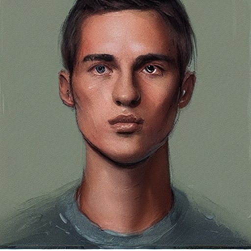 Stable Diffusion prompt: Portrait of a man by Greg Rutkow...