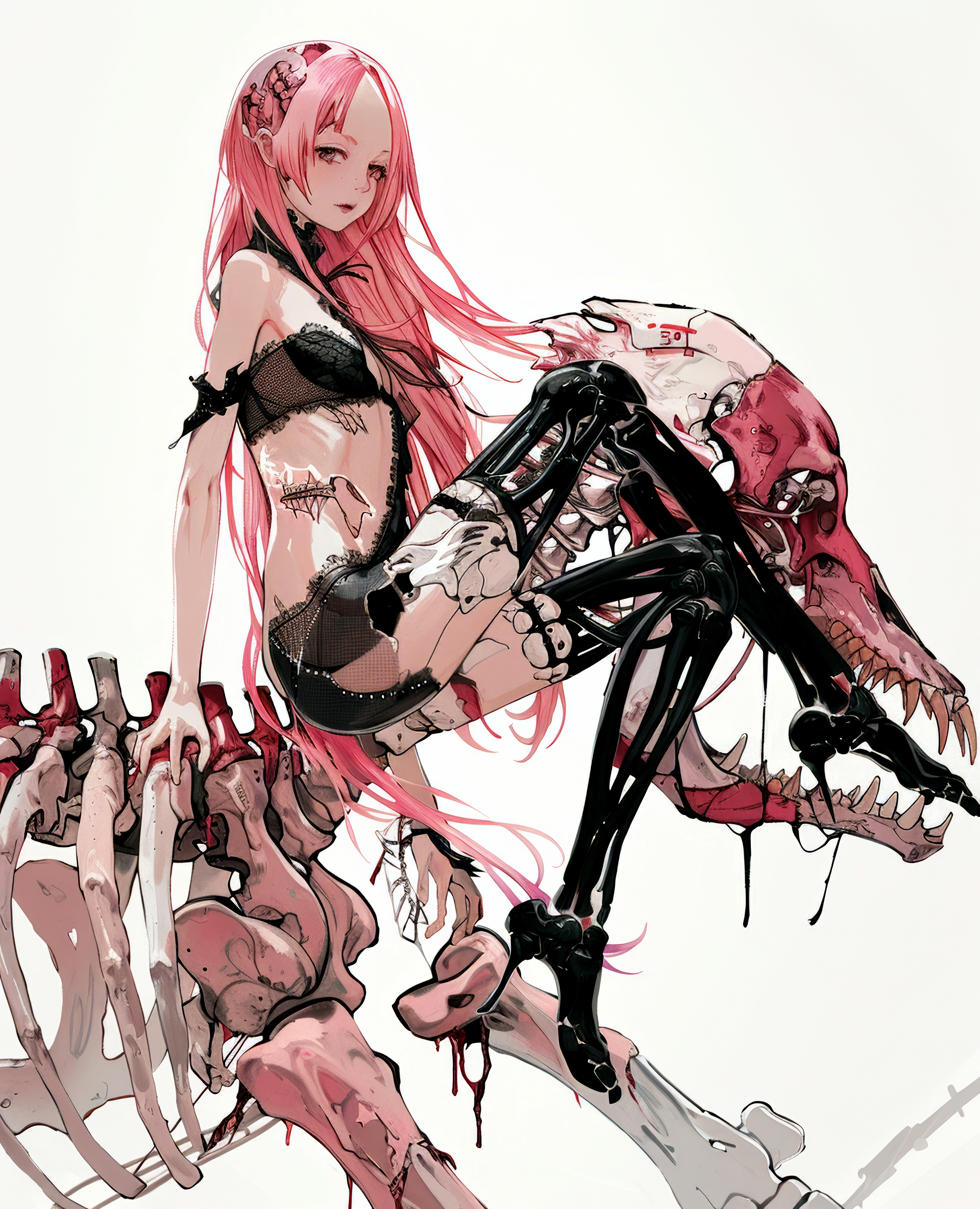 AI generated: Her skeleton style (Midjourney - Anime)