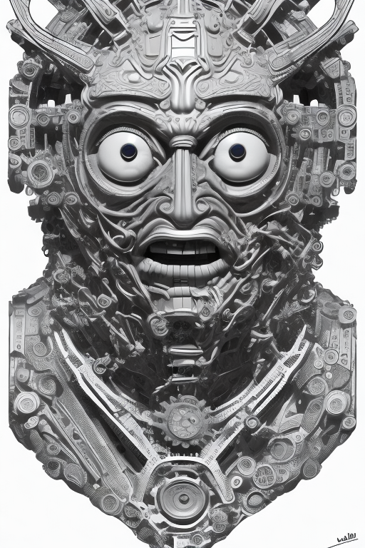 صورة مولدة بالذكاء الاصطناعي: Openjourney prompt: FULL BODY CHARACTER, "the mask is unlatched and ha... (نموذج Openjourney - فن مفاهيمي)