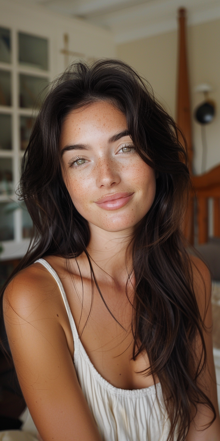 Midjourney prompt: A closeup selfie of a beautiful woman flirtingly s... - Midjourney