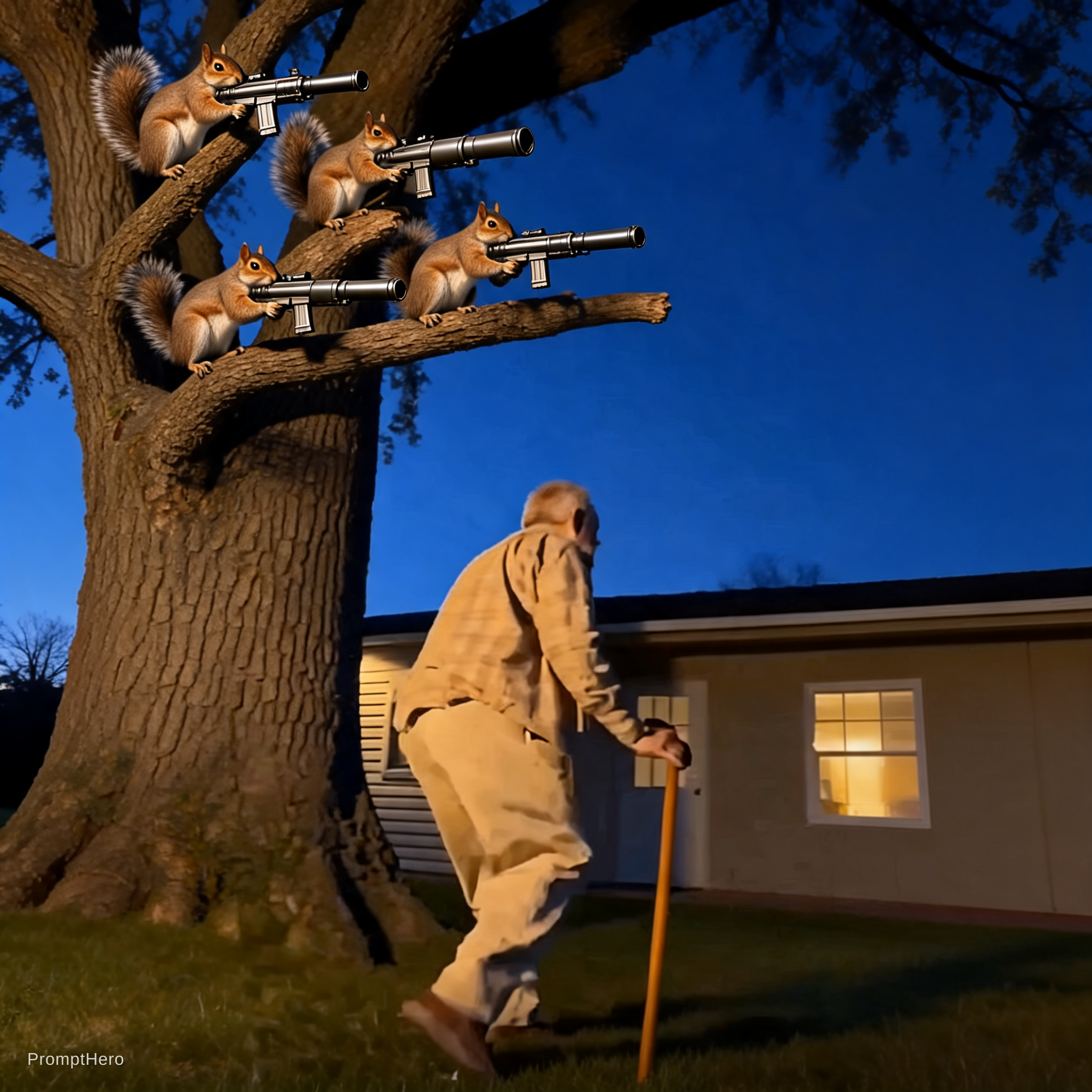 صورة مولدة بالذكاء الاصطناعي: Seedream 5 prompt: genera a 4 ardillas realistas encima del árbol apu... (نموذج Seedream 5 - فن مفاهيمي)