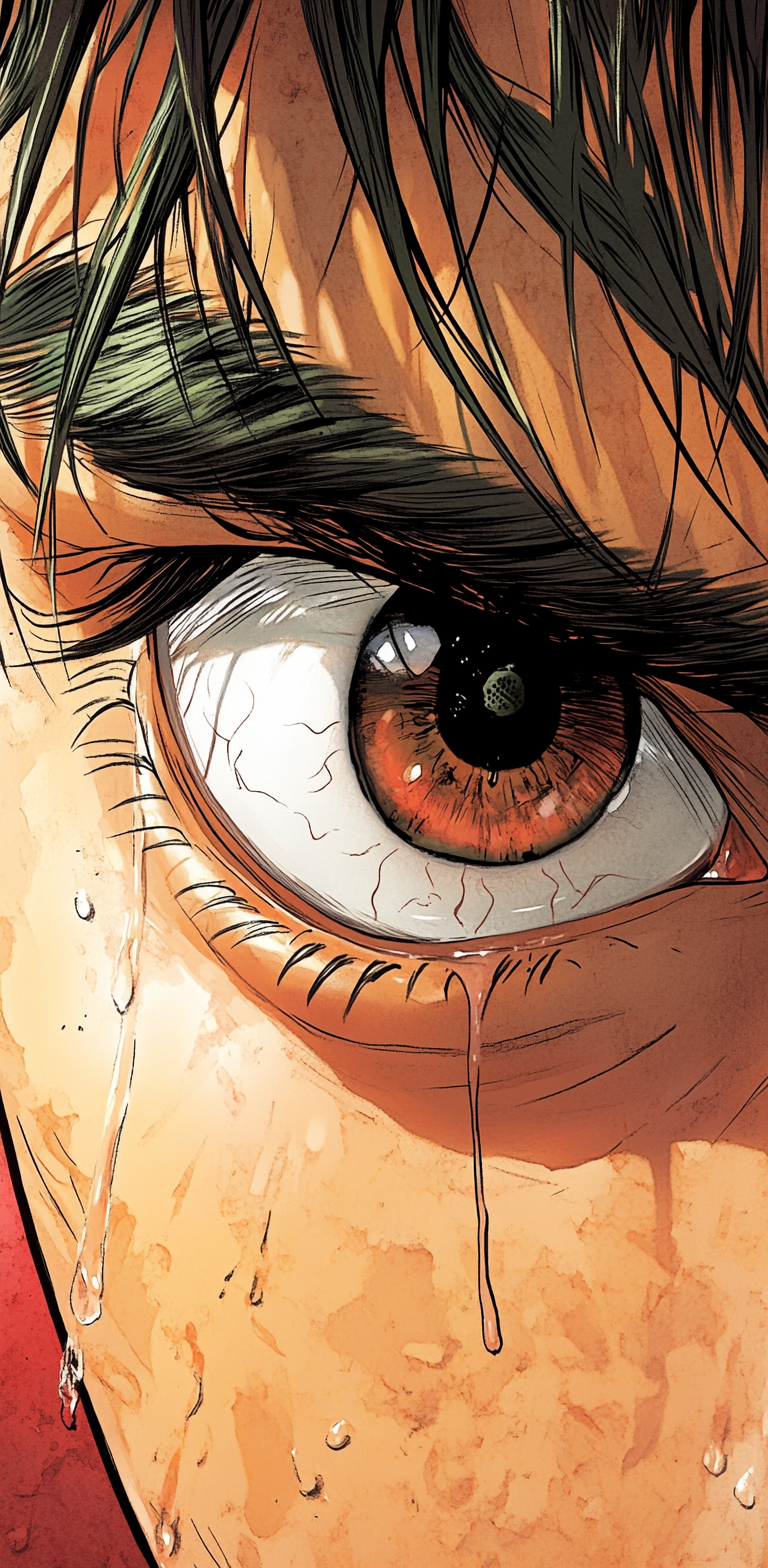 AI generated: Midjourney prompt: manga panel of a close-up eye, intense, against a ... (Midjourney - Anime)