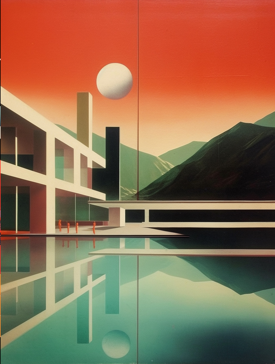 AI generated: Midjourney prompt: In the style of el lissitzky, Bauhaus art, epic sw... (Midjourney - Architecture)