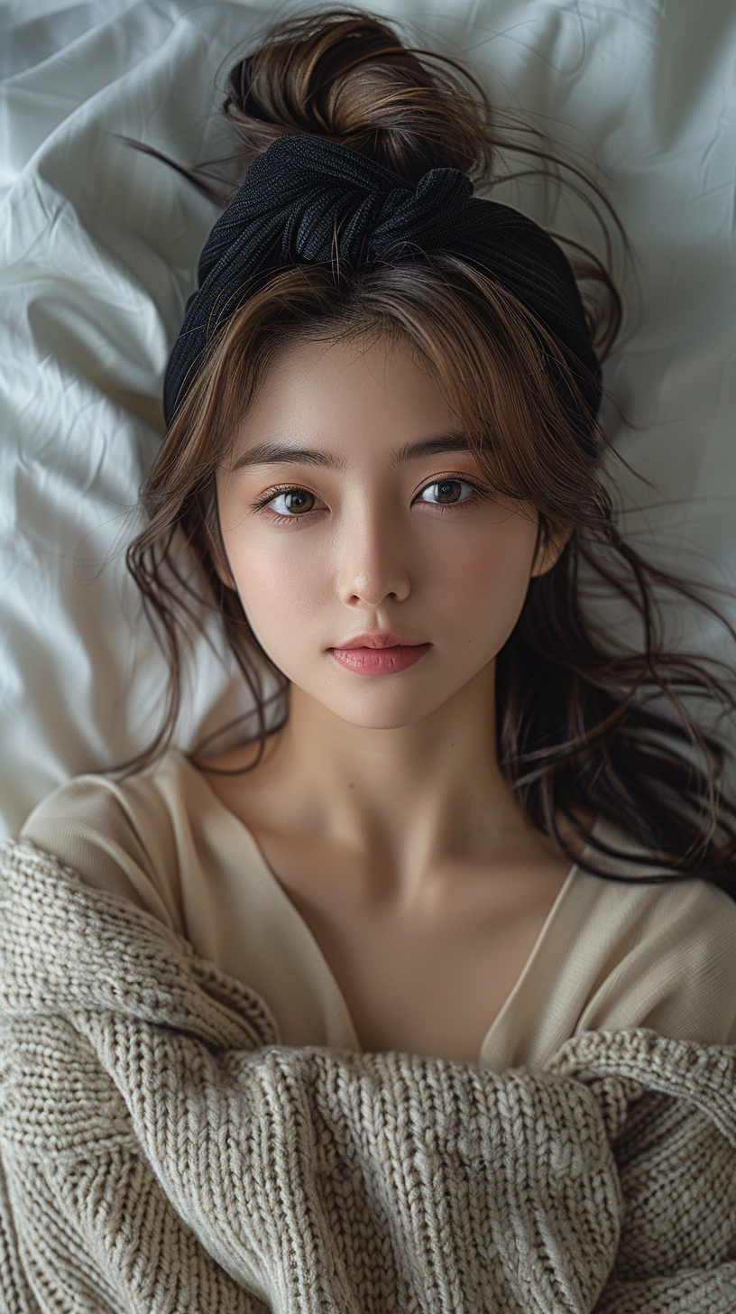 Midjourney prompt: Cute, pretty Korean girl with long hair wearing a ... - Midjourney