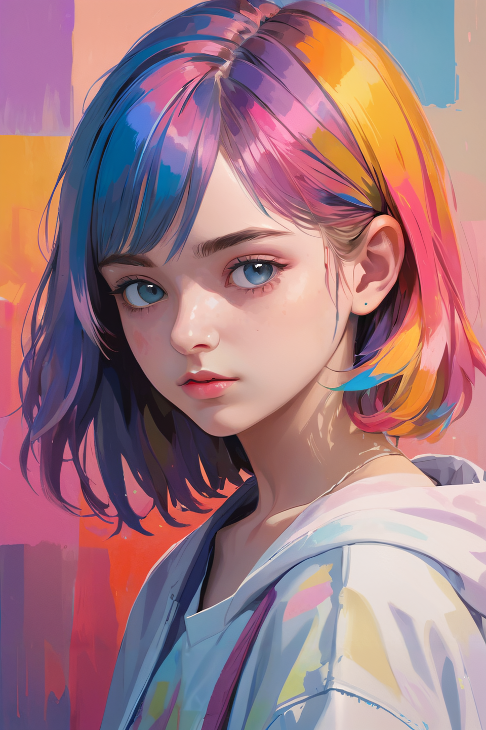 AI generated: Rainbow Girl (Stable Diffusion - Concept Art)