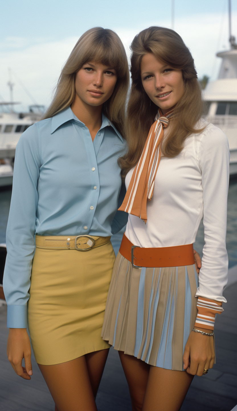 AI generated: Midjourney prompt: two girls together, one wearing a dress and the ot... (Midjourney - Fashion)
