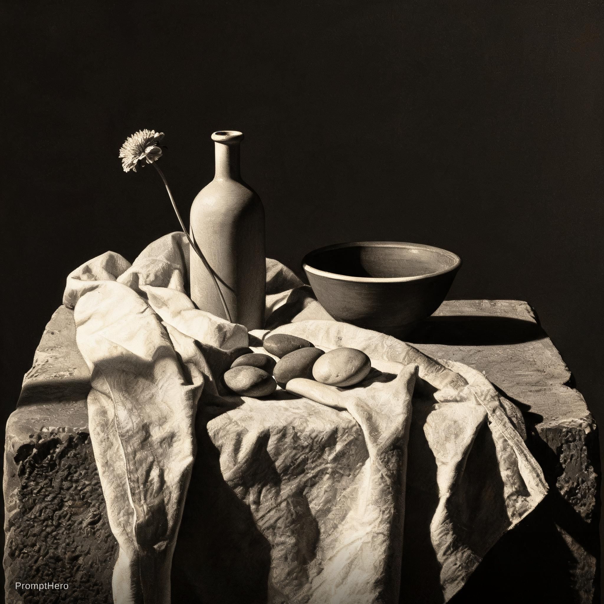 AI generated: Seedream 5 prompt: A carefully arranged still life composition in dee... (Seedream 5 - Concept Art)