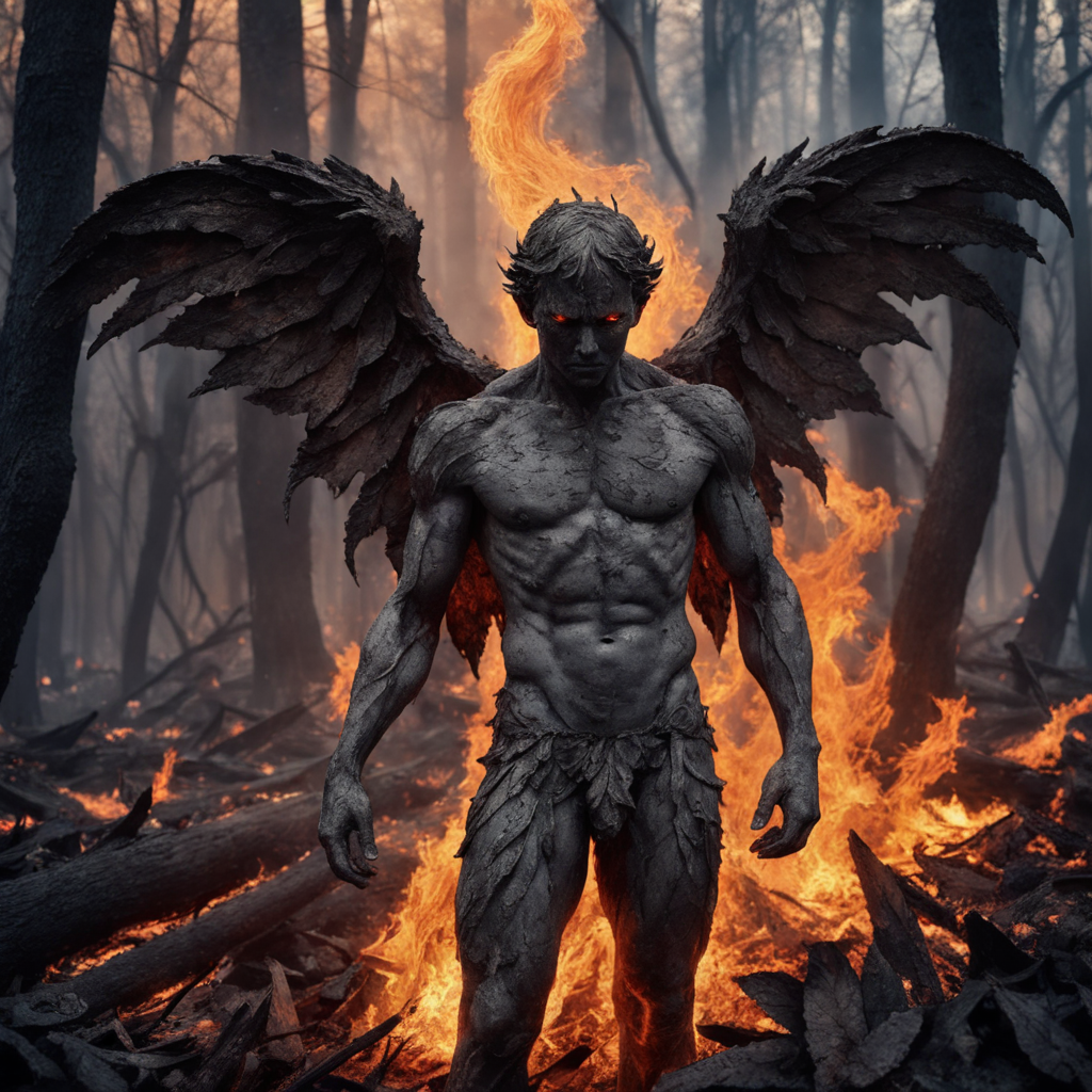 صورة مولدة بالذكاء الاصطناعي: Stable Diffusion prompt: Fallen Fire angel, 21 years old, desperate eyes, s... (نموذج Stable Diffusion - صور شخصية)