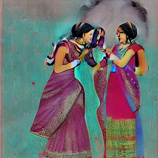 Stable Diffusion prompt: Two Indian women kissing each other