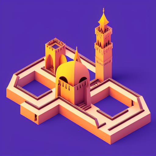 Stable Diffusion prompt: isometric, low poly, monument va...