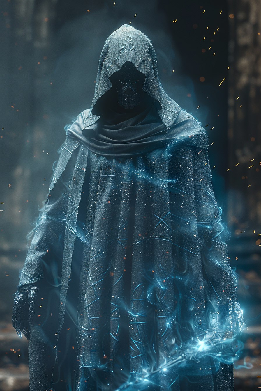 AI generated: Midjourney prompt: medieval knight cybernetic mage with cool robes an... (Midjourney - Portraits)