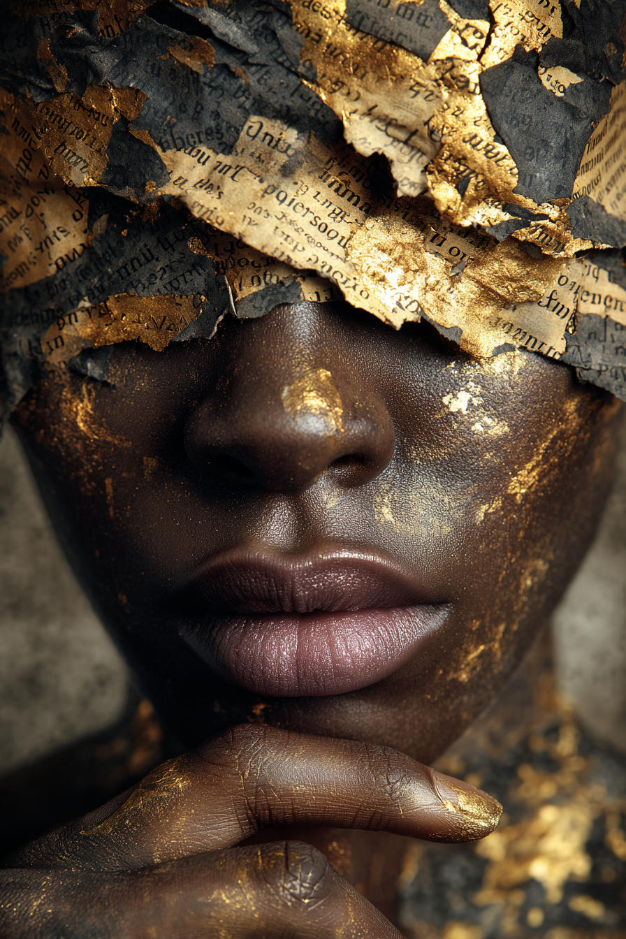 AI generated: FLUX prompt: Dark-skinned woman, mid-20s, close-up portrait, w... (FLUX - Portraits)