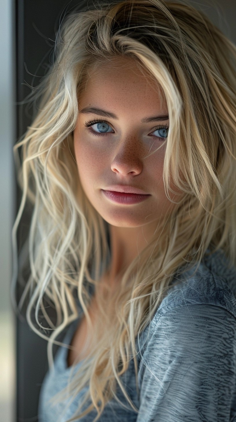 صورة مولدة بالذكاء الاصطناعي: Midjourney prompt: a beautiful, top heavy blonde model --style raw -... (نموذج Midjourney - تصوير فوتوغرافي)