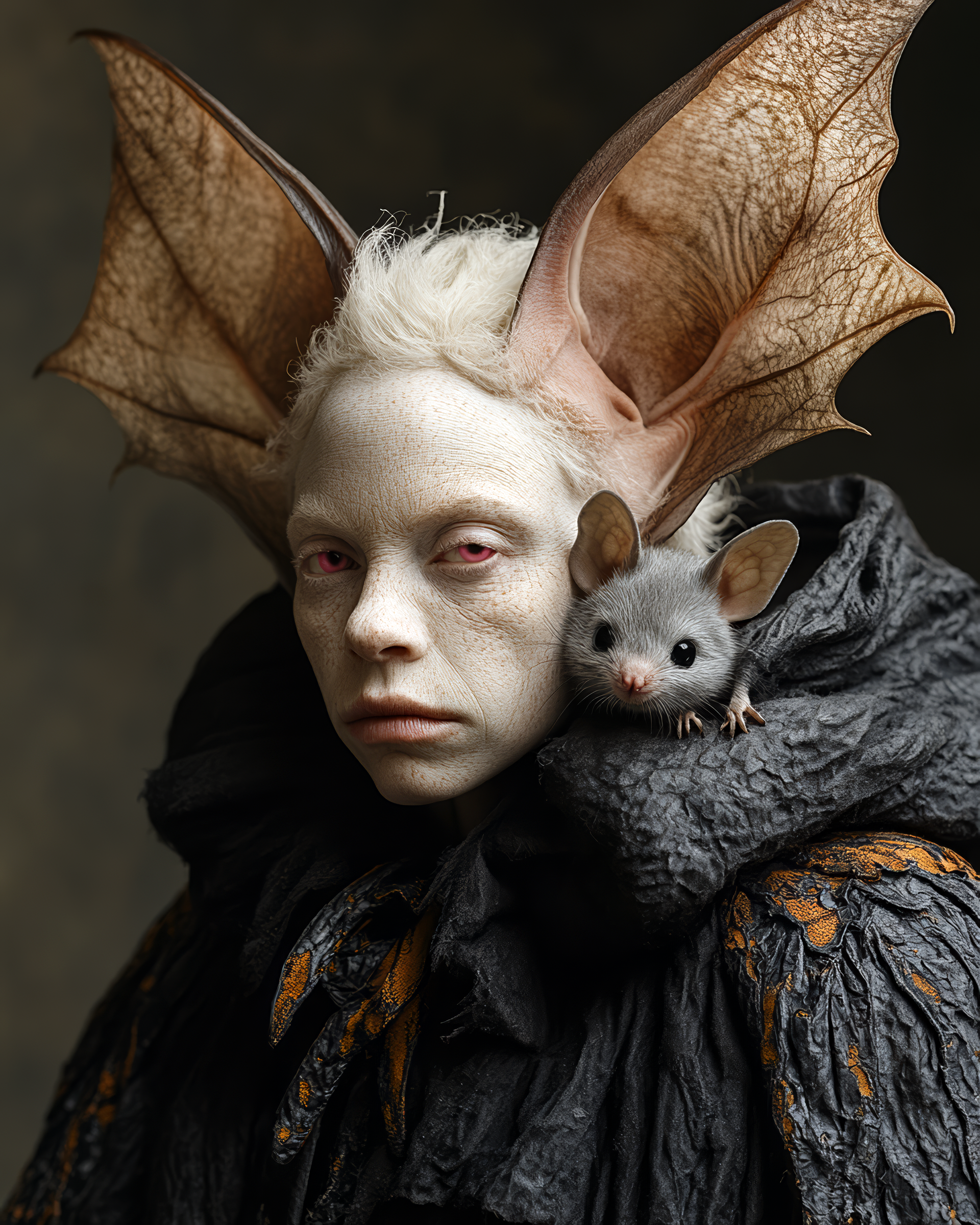 AI generated: Mouse rider on the albino witch (Midjourney - Portraits)