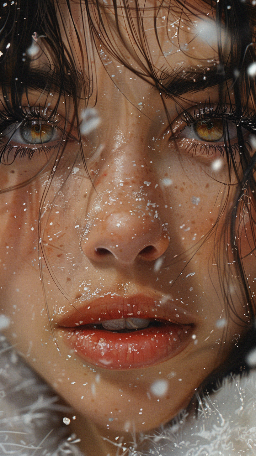 AI generated: Midjourney prompt: close-up photo, in the style of xiaofei yue, snow ... (Midjourney - Photography)