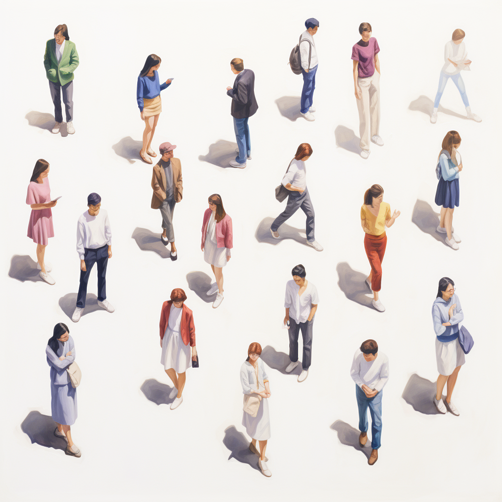 AI generated: Midjourney prompt: a series of [people] are shown in isometric fashio... (Midjourney - Logo Icon Design)